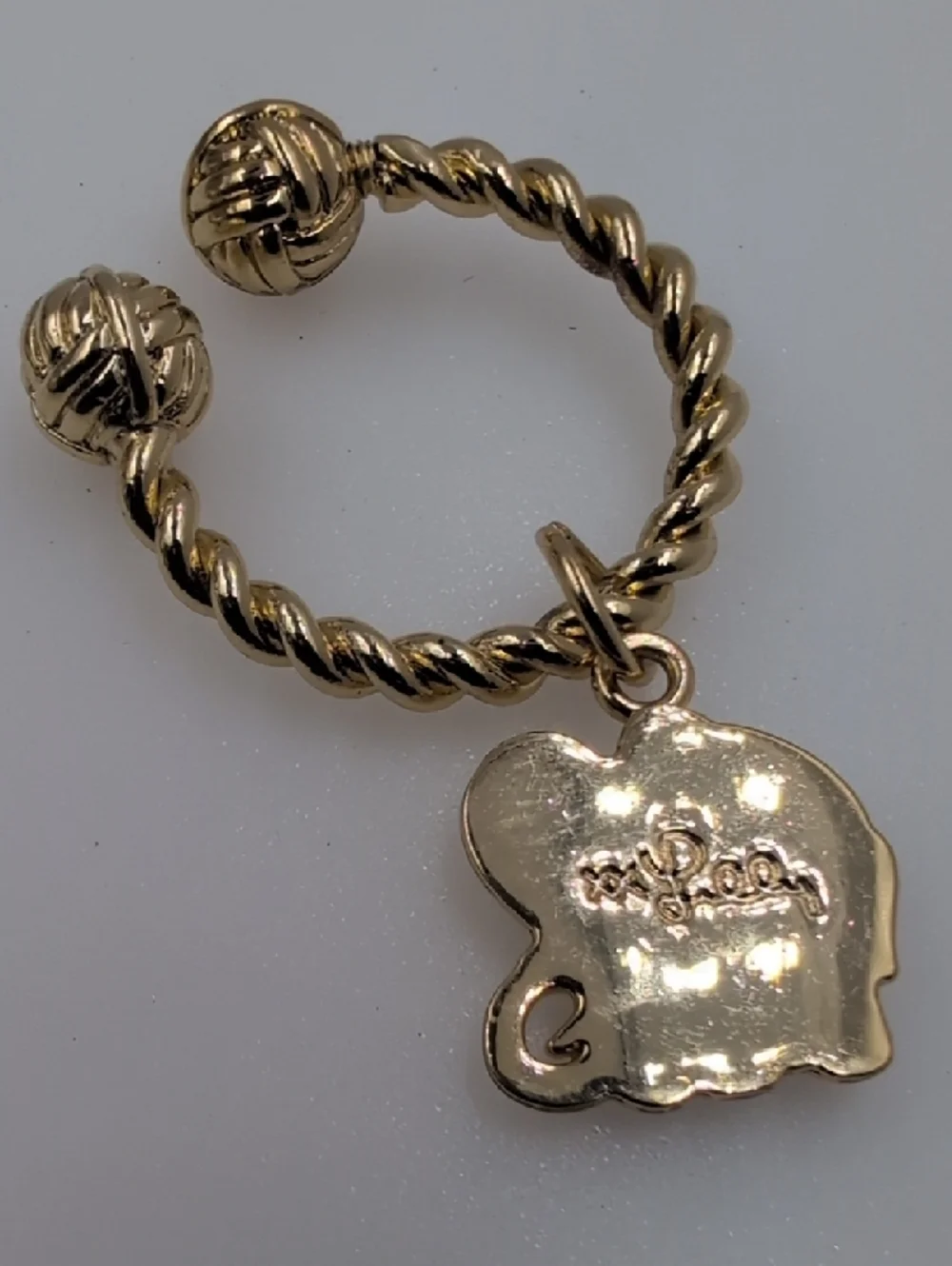 Lilly Pulitzer Gold-Tone Twisted Key Ring with Elephant Charm LB1